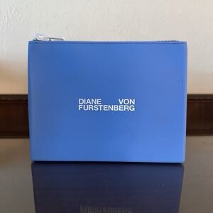 Diane Von‎ Furstenberg Bag Pouch Waterproof Silicone Swim Rubber Blue Zip Up